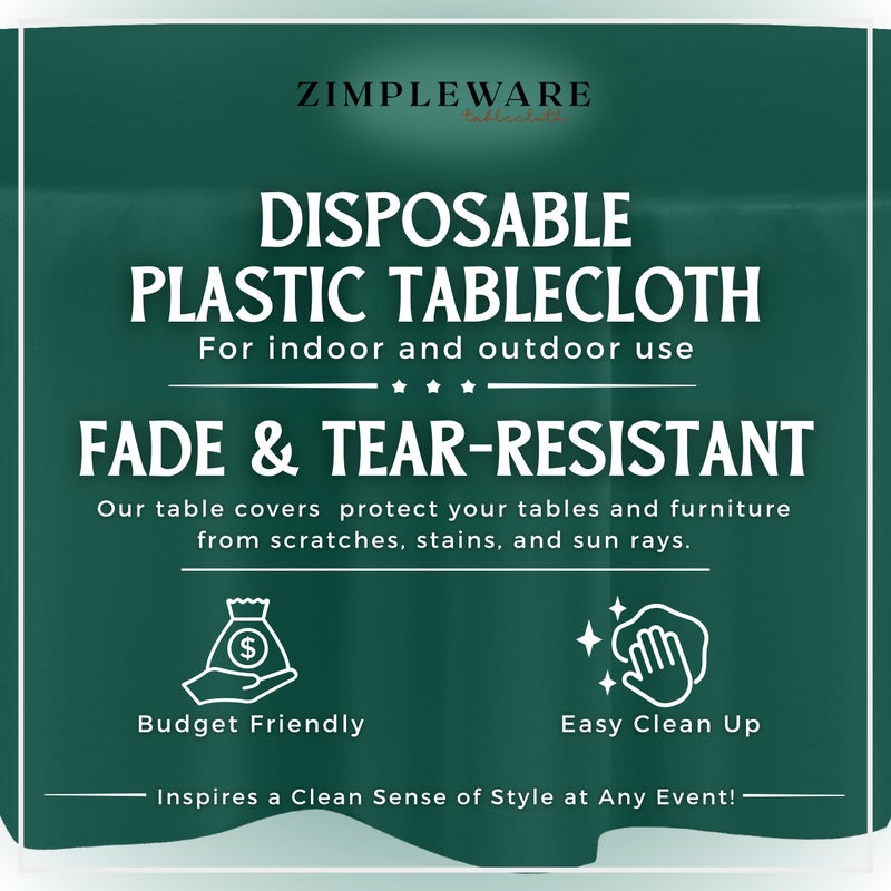 ZIMPLEWARE Premium Dark Green Plastic Table Cloth Disposable (12 Pack) Round Tablecloth (84in) Party Table Cloths Disposable, Perfect Table Cloth Round Cover for Any Table Up to 6 Feet - Image 2